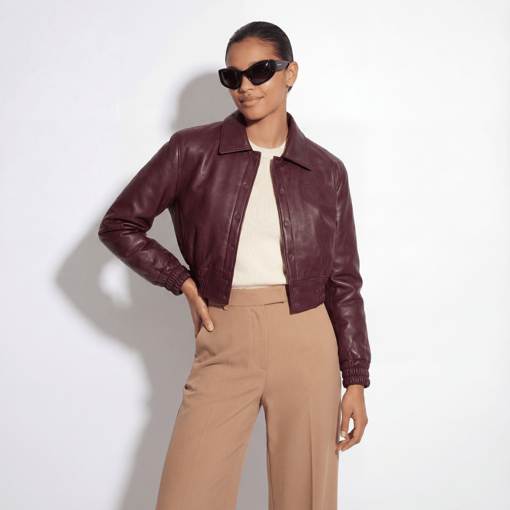 CNOIR Leather Bomber Jacket (Cropped) - CNOIR