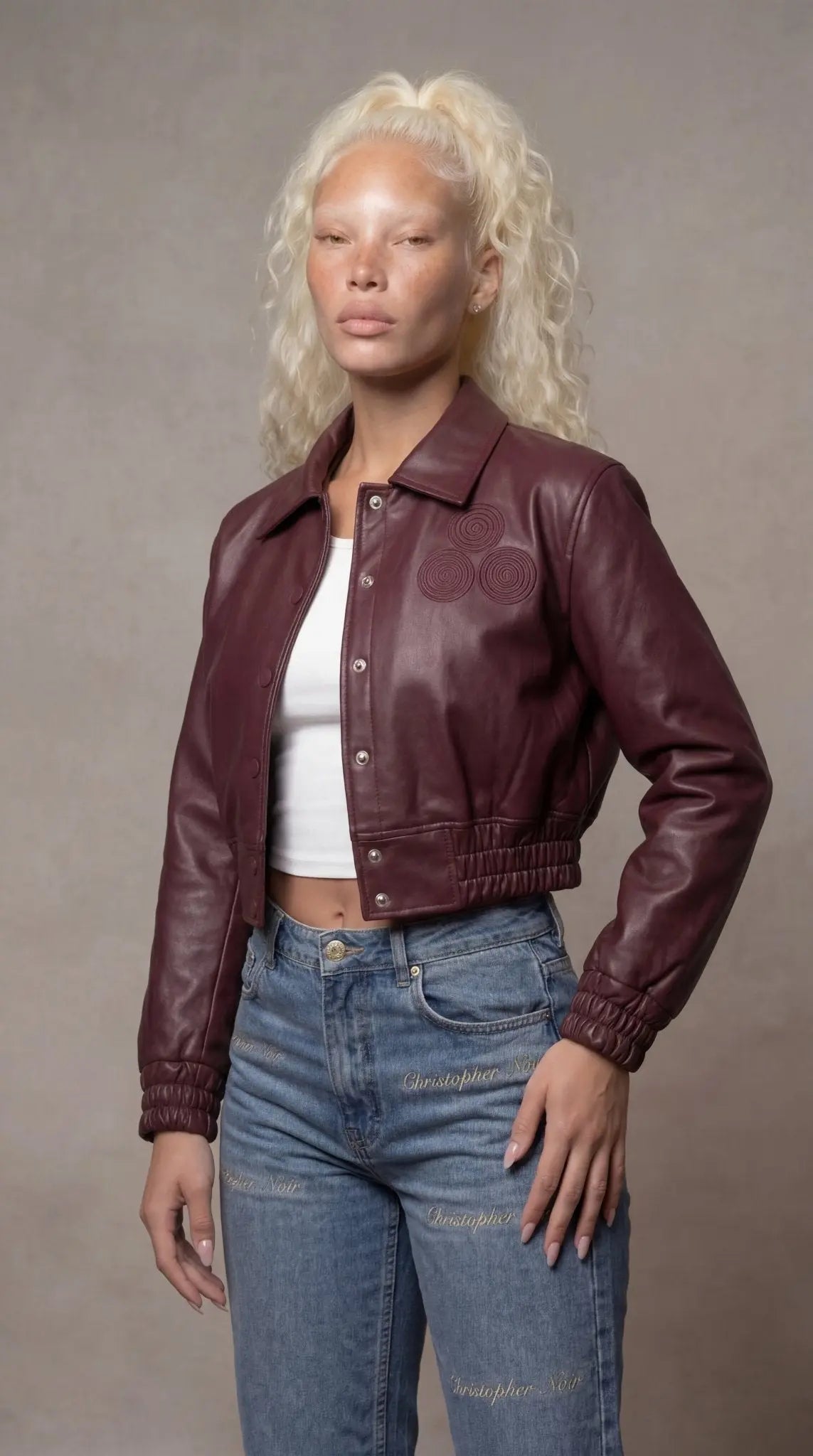 CNOIR Leather Bomber Jacket (Cropped) - CNOIR