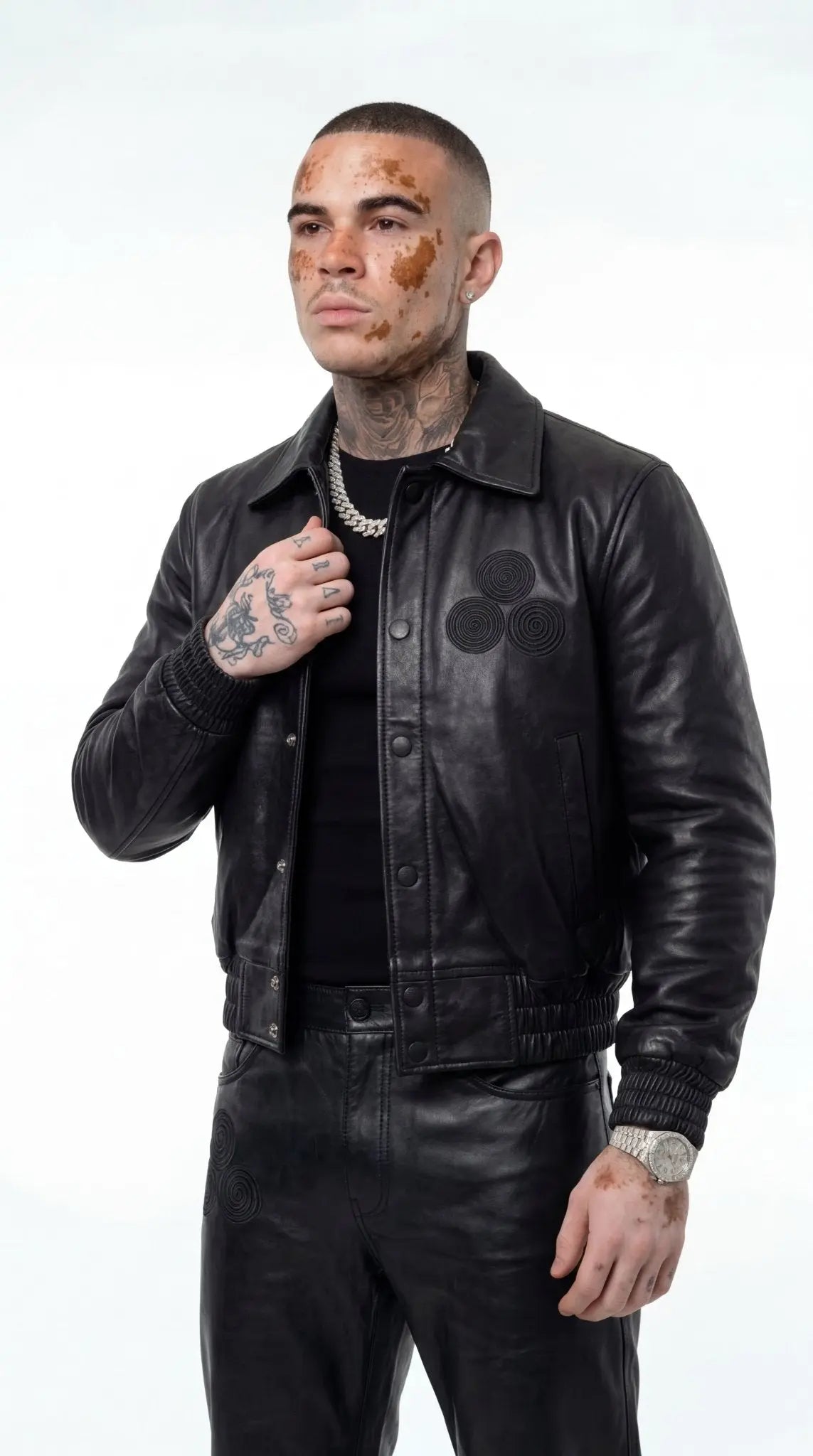 CNOIR Leather Bomber Jacket (Unisex) - CNOIR
