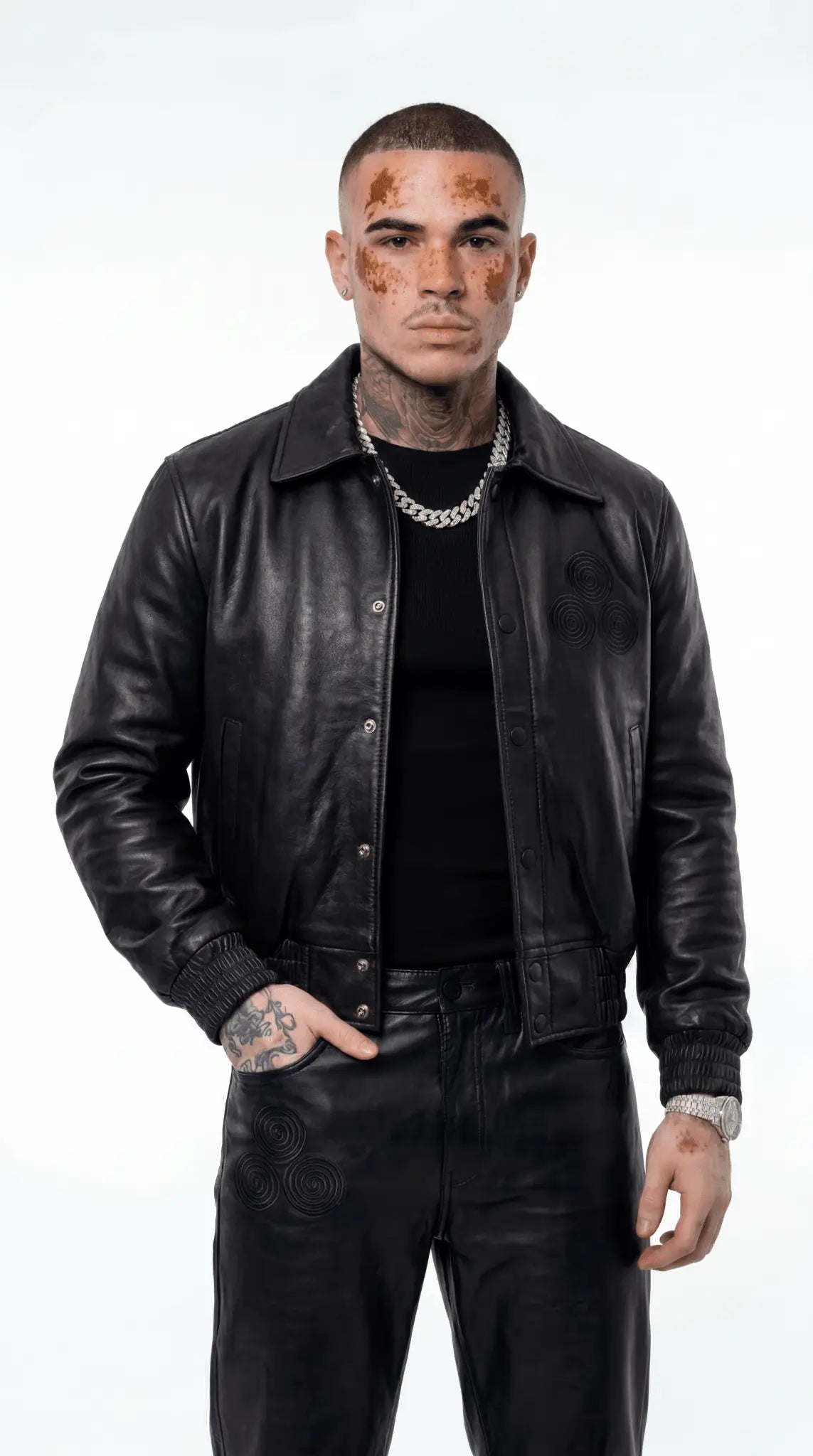 CNOIR Leather Bomber Jacket (Unisex) - CNOIR