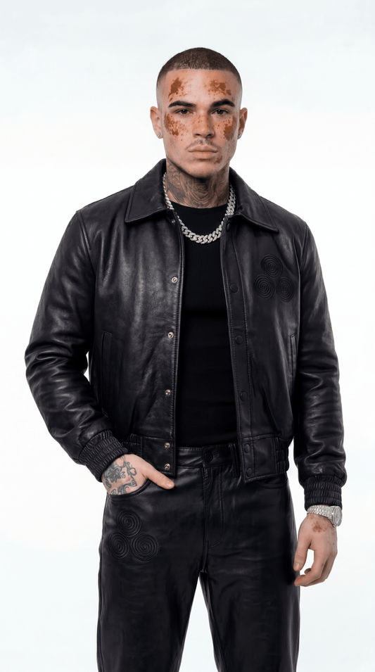 CNOIR Leather Bomber Jacket (Unisex) - CNOIR