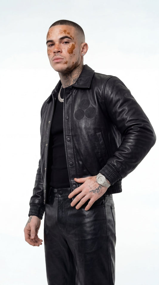 CNOIR Leather Bomber Jacket (Unisex) - CNOIR