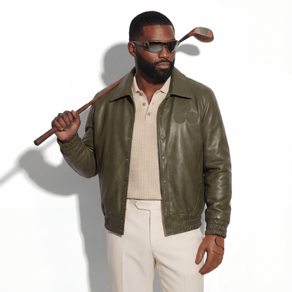 CNOIR Leather Bomber Jacket (Unisex) - CNOIR