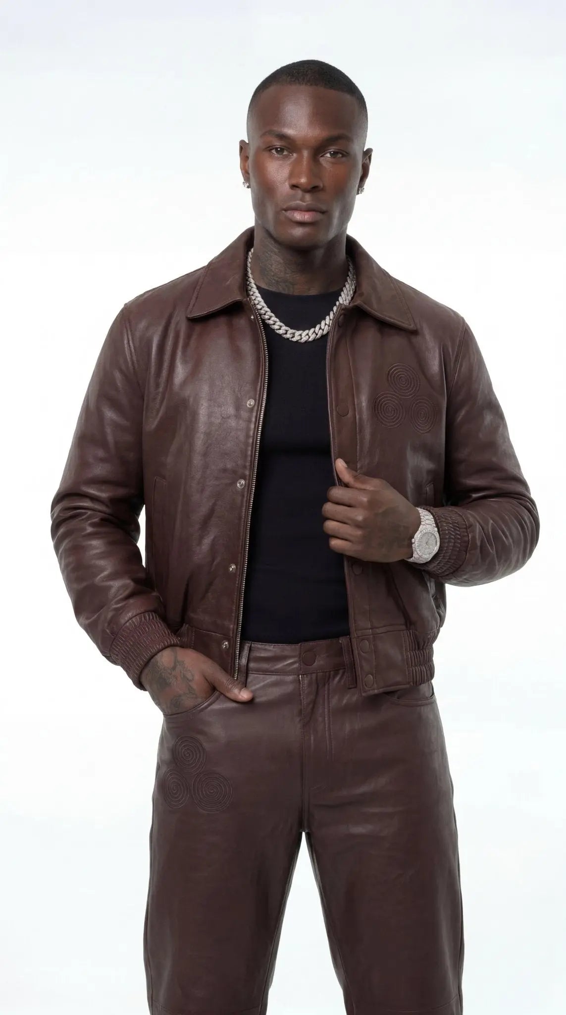 CNOIR Leather Bomber Jacket (Vegan) - CNOIR