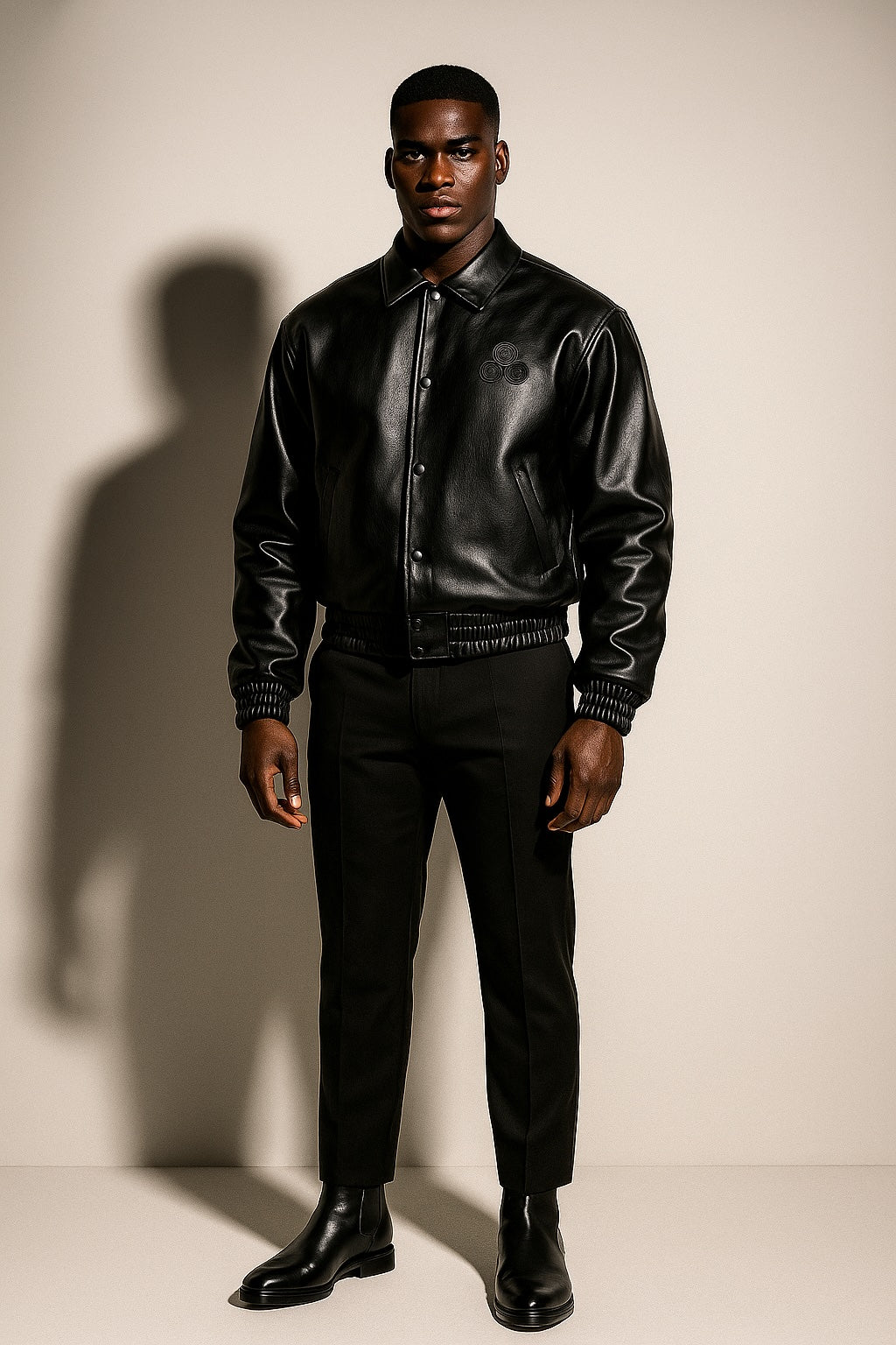 CNOIR Leather Varsity Bomber Jacket (Unisex) - CNOIR