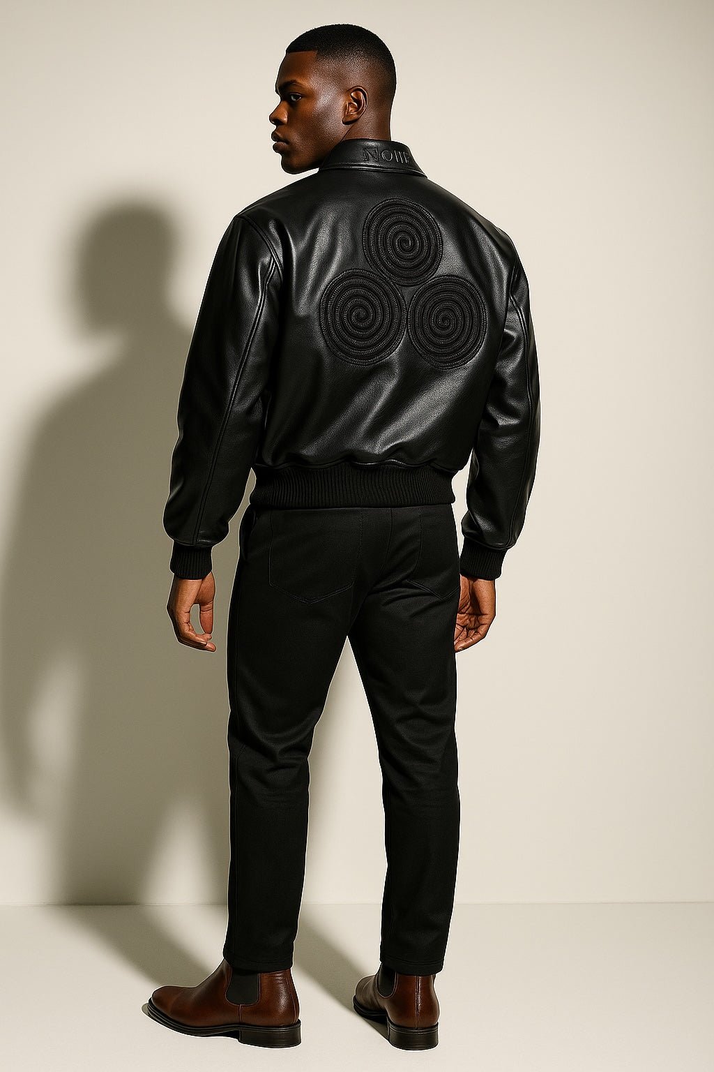 CNOIR Leather Varsity Bomber Jacket (Unisex) - CNOIR