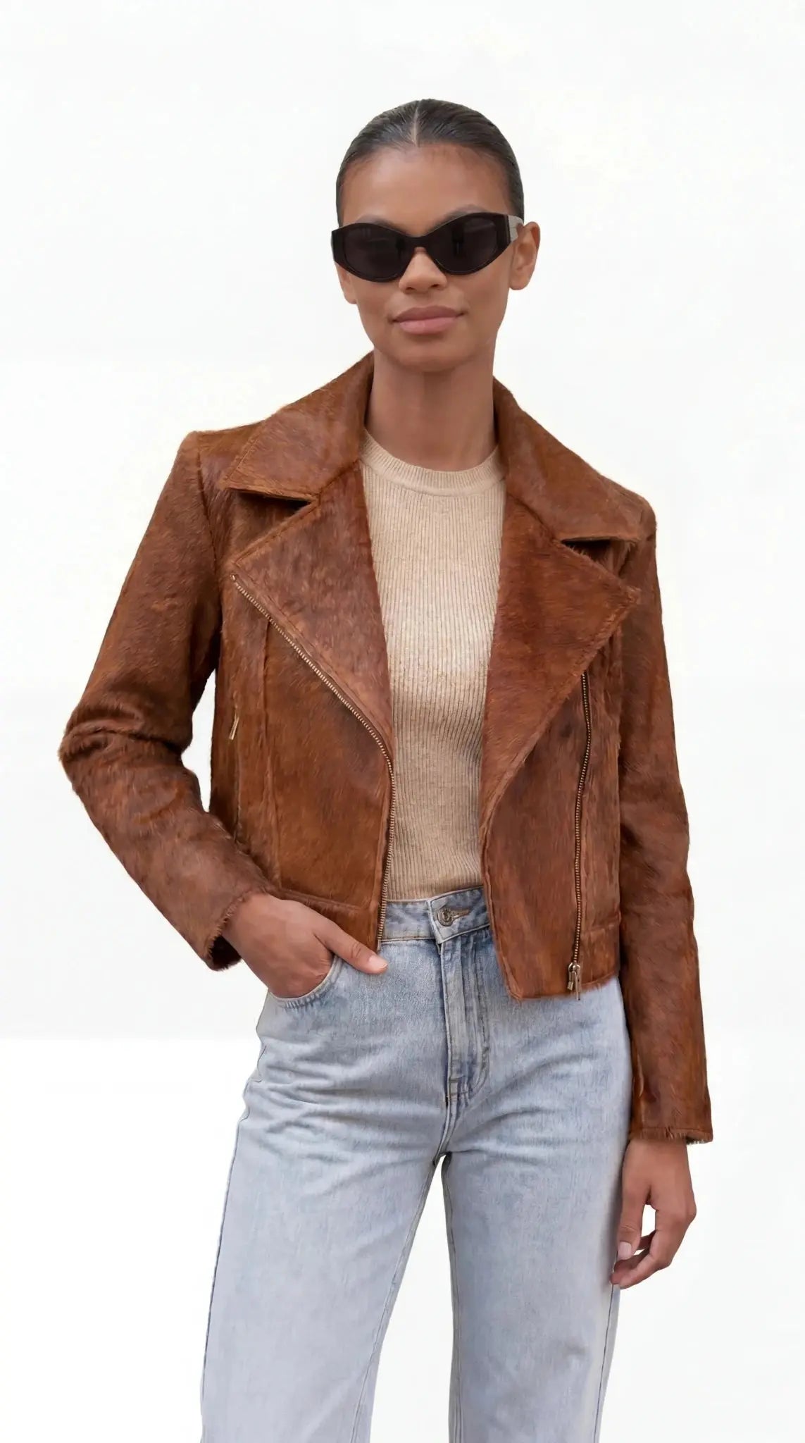 CNOIR Sienna Cowhide Biker - CNOIR