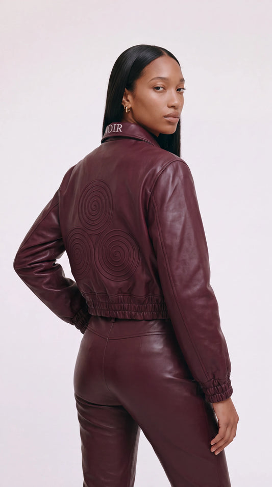 CNOIR Leather Bomber Jacket in Lambskin (Cropped) — view 2