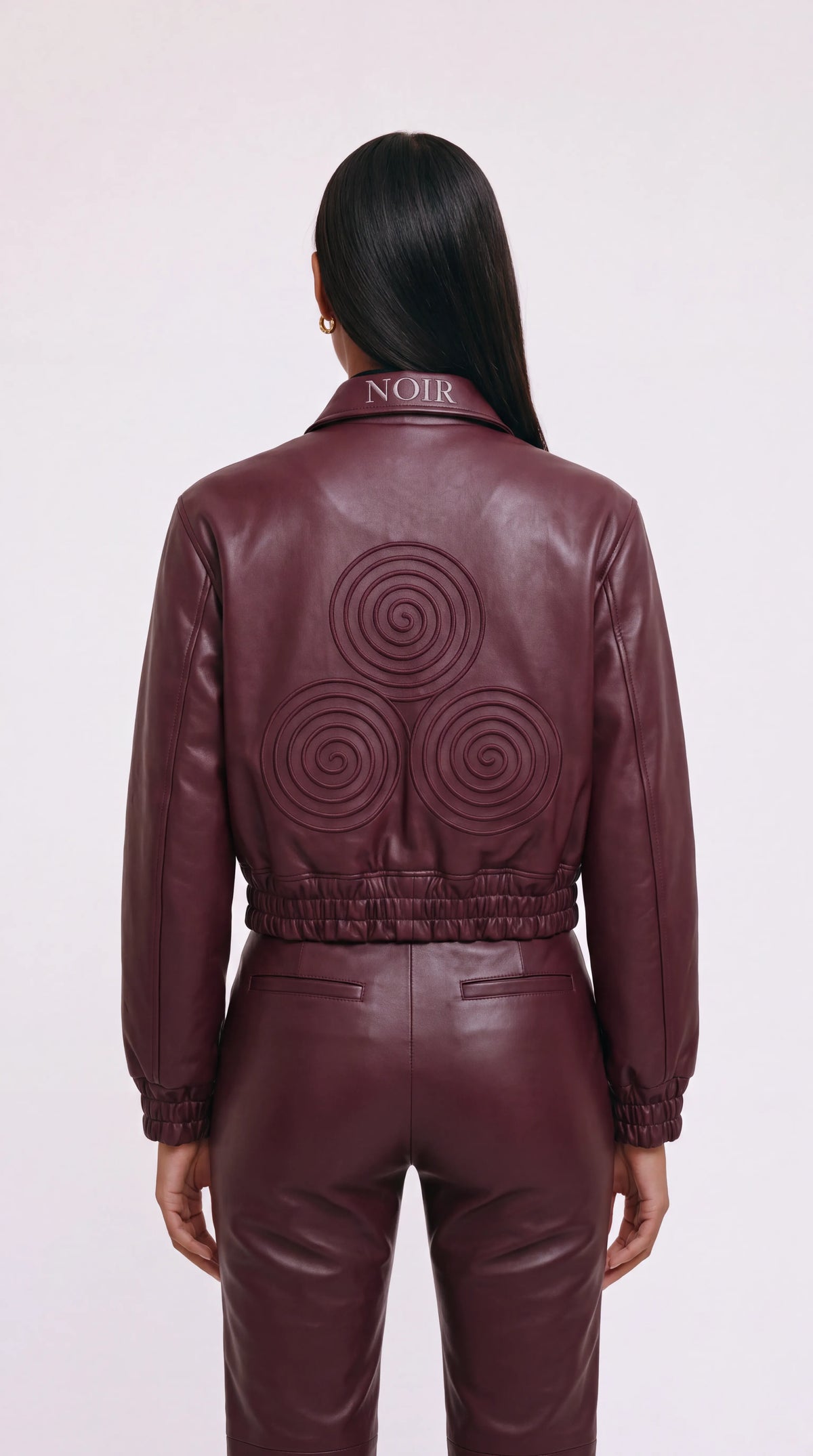 CNOIR Leather Bomber Jacket in Lambskin (Cropped) — view 4