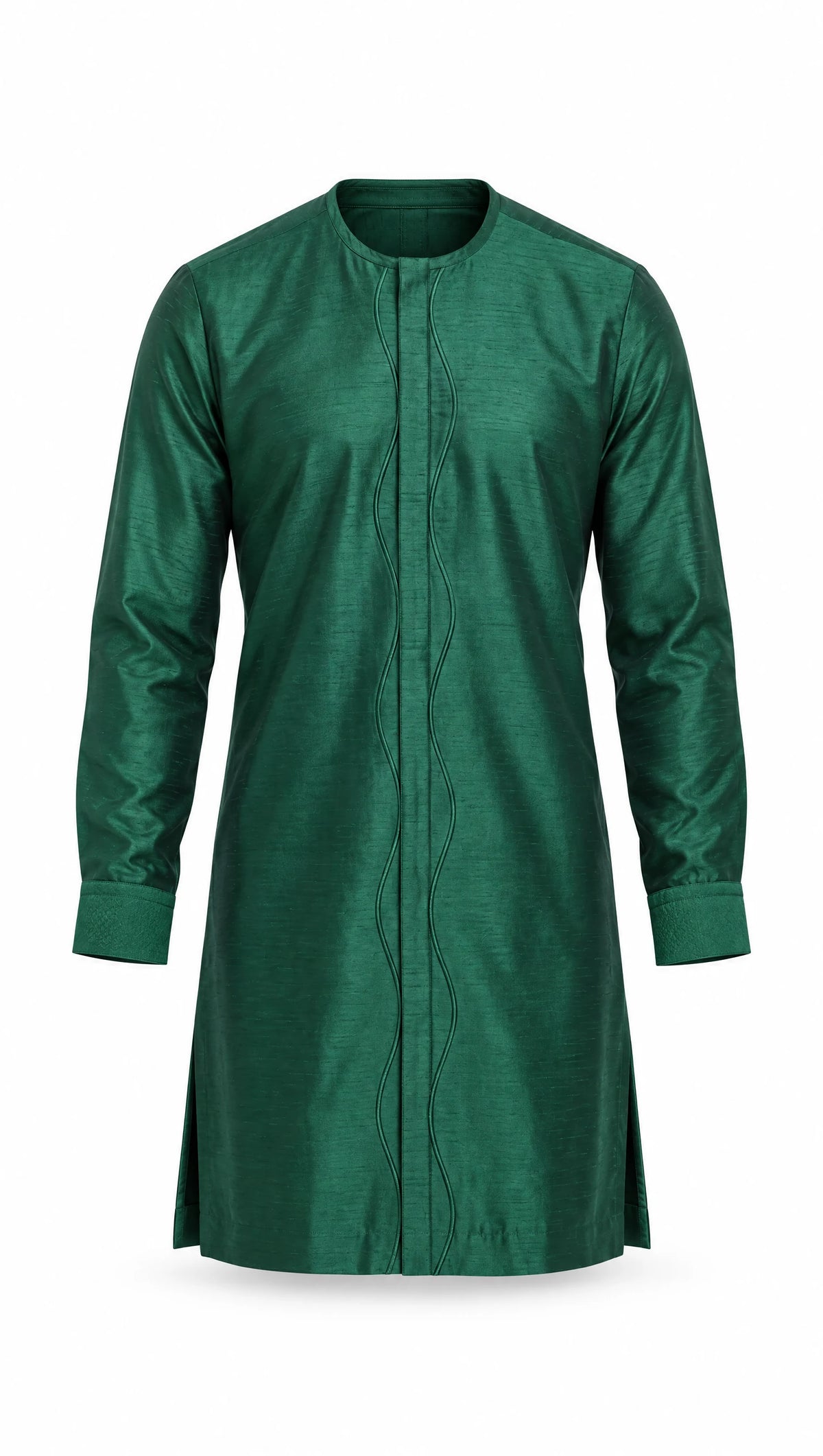 Emerald Wave-Cord Kaftan Set — front view