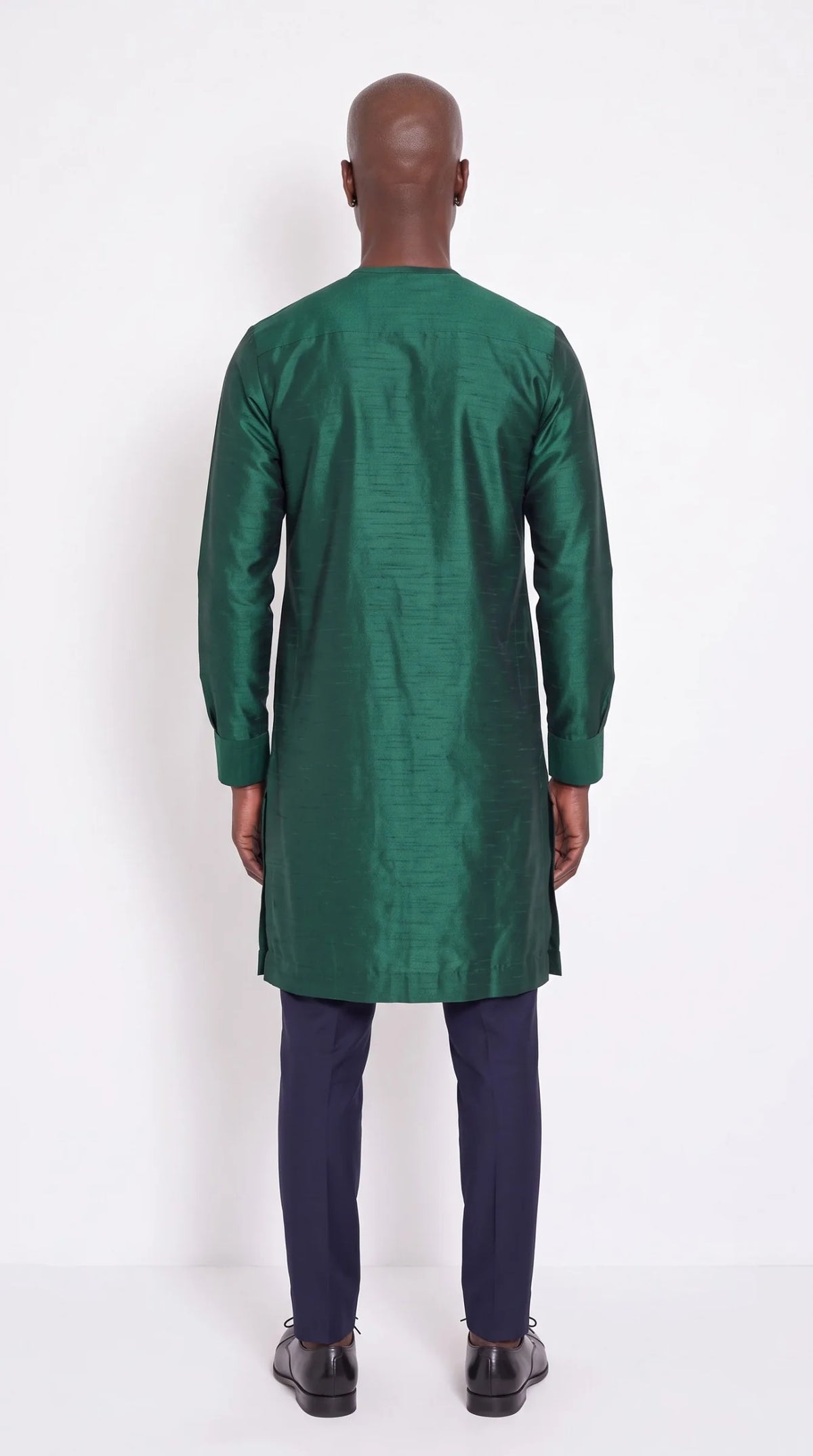 Emerald Wave-Cord Kaftan Set — back view