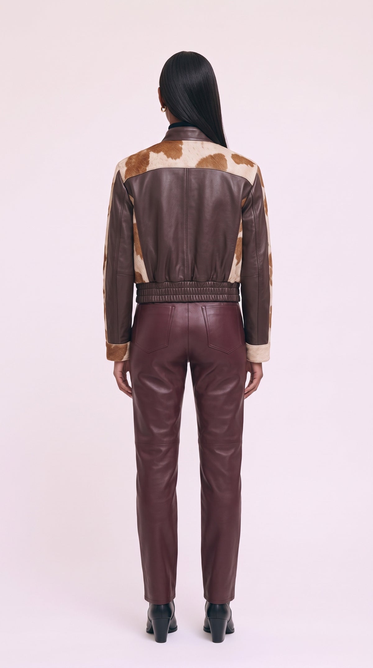 The Espresso — Brown Cowhide Racer Jacket (Unisex) – back view, Christopher Noir