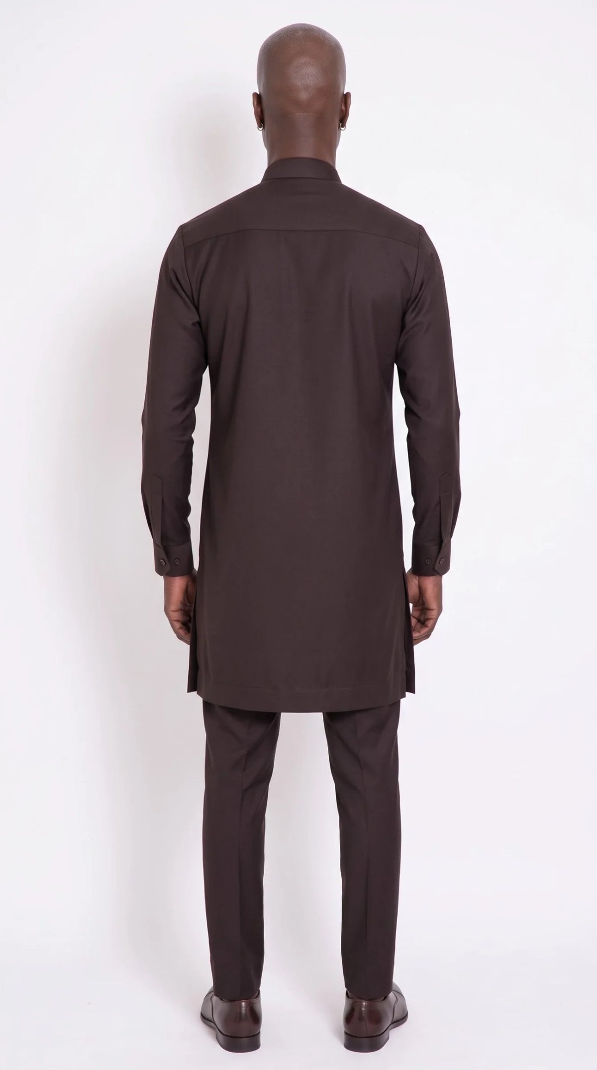 Espresso Pleated-Bib Kaftan Set — back view
