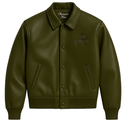 CNOIR Leather Varsity Bomber Jacket (Unisex)