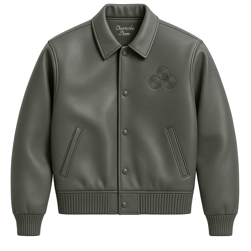 CNOIR Leather Varsity Bomber Jacket (Unisex)