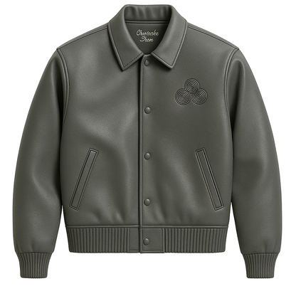 CNOIR Leather Varsity Bomber Jacket (Unisex)