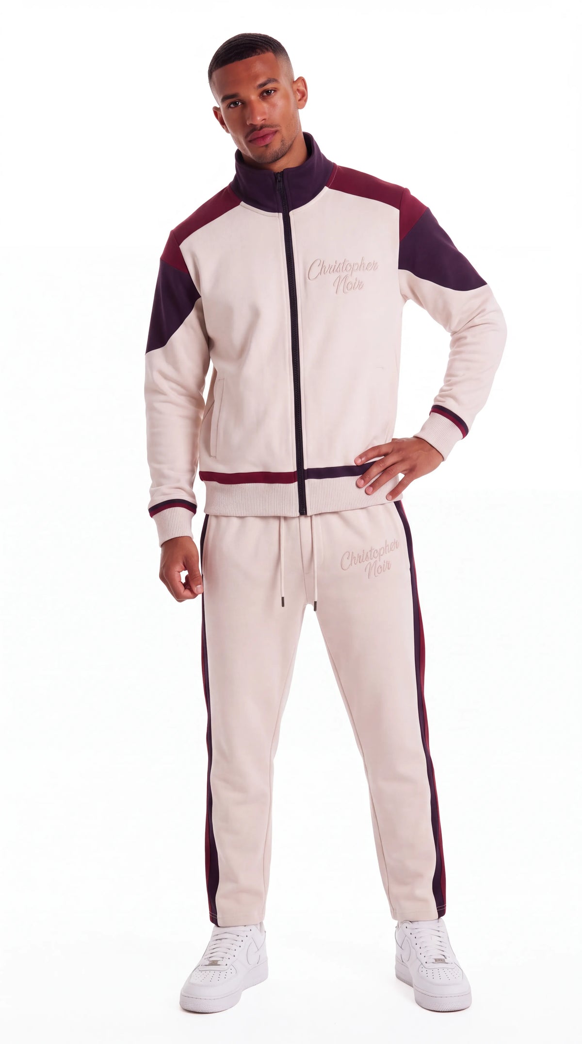 Ecru French terry tracksuit – The Noir Heritage by Christopher Noir