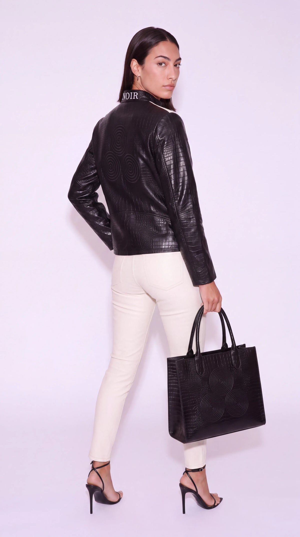 CNOIR Noir-Croc Statement Jacket — Crocodile-Embossed Leather (Unisex)