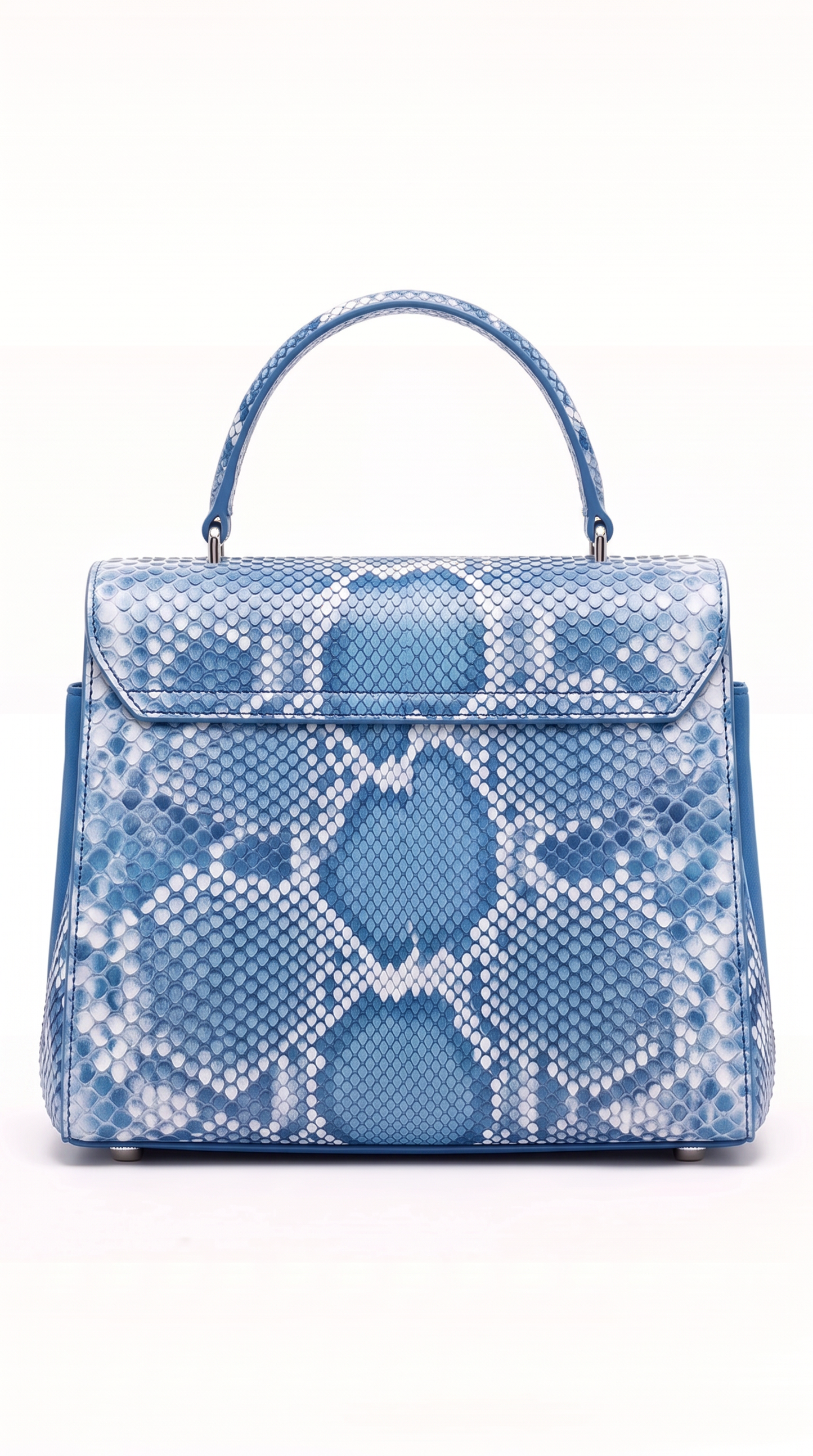 The Noir Period Azurine — Blue Python-Print Top-Handle Bag