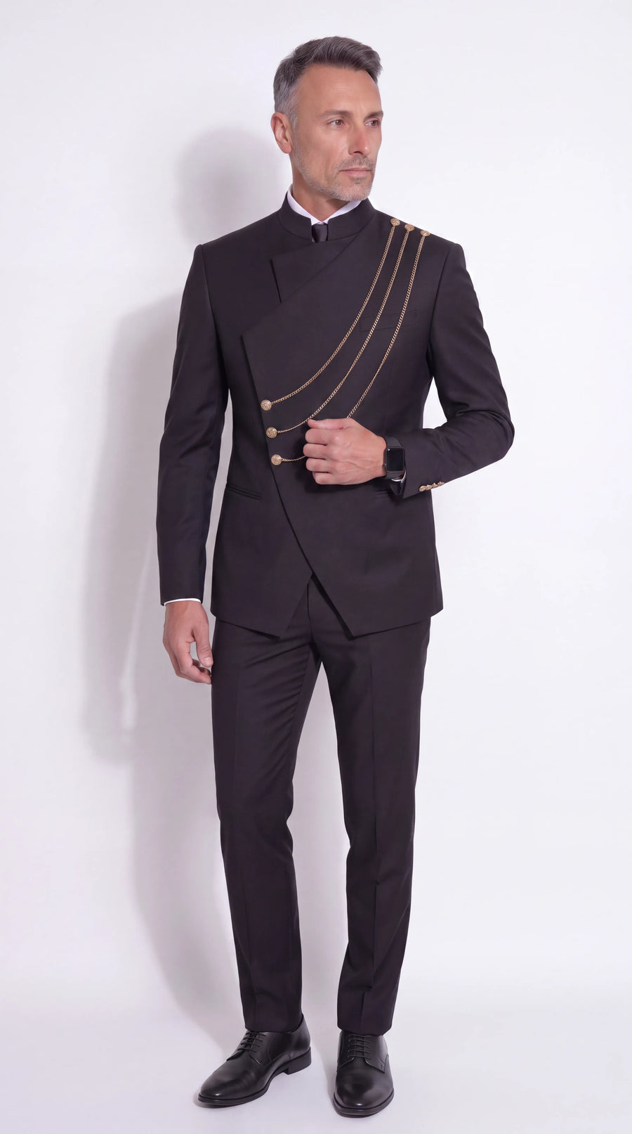 The Noir Mark III Suit — Gold-Cord Mandarin Collar Suit — view 1