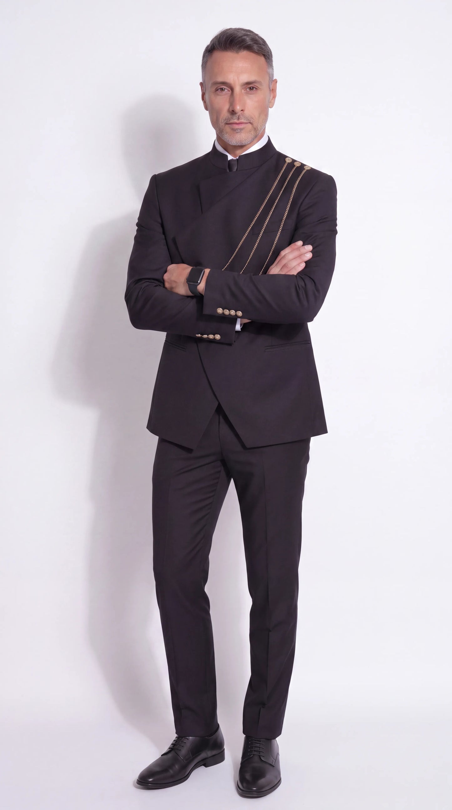The Noir Mark III Suit — Gold-Cord Mandarin Collar Suit — view 3