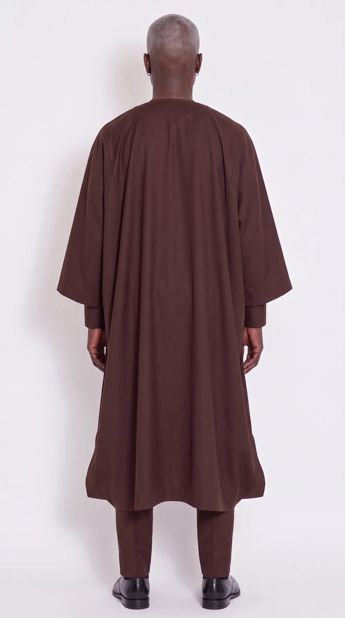 Noir Cocoa Agbada — chocolate brown men's agbada set, back view