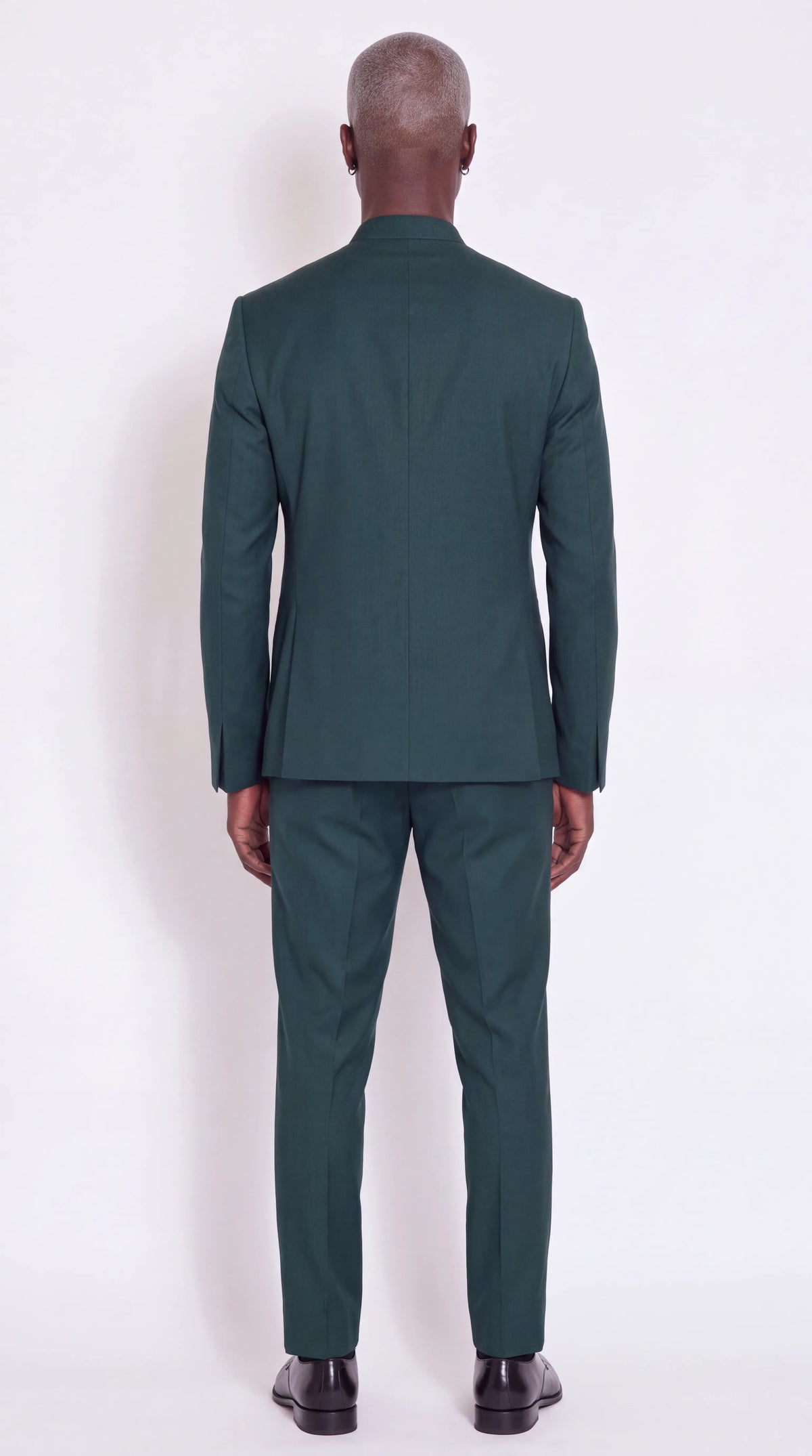 The Noir Echelon Suit — Green Angular-Panel Suit — back view