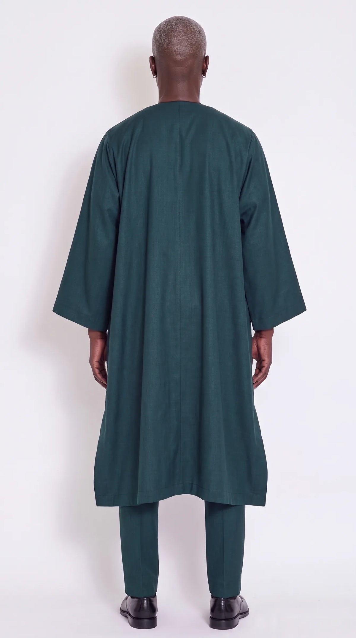 Noir Forest Agbada — forest green men's agbada set, back view