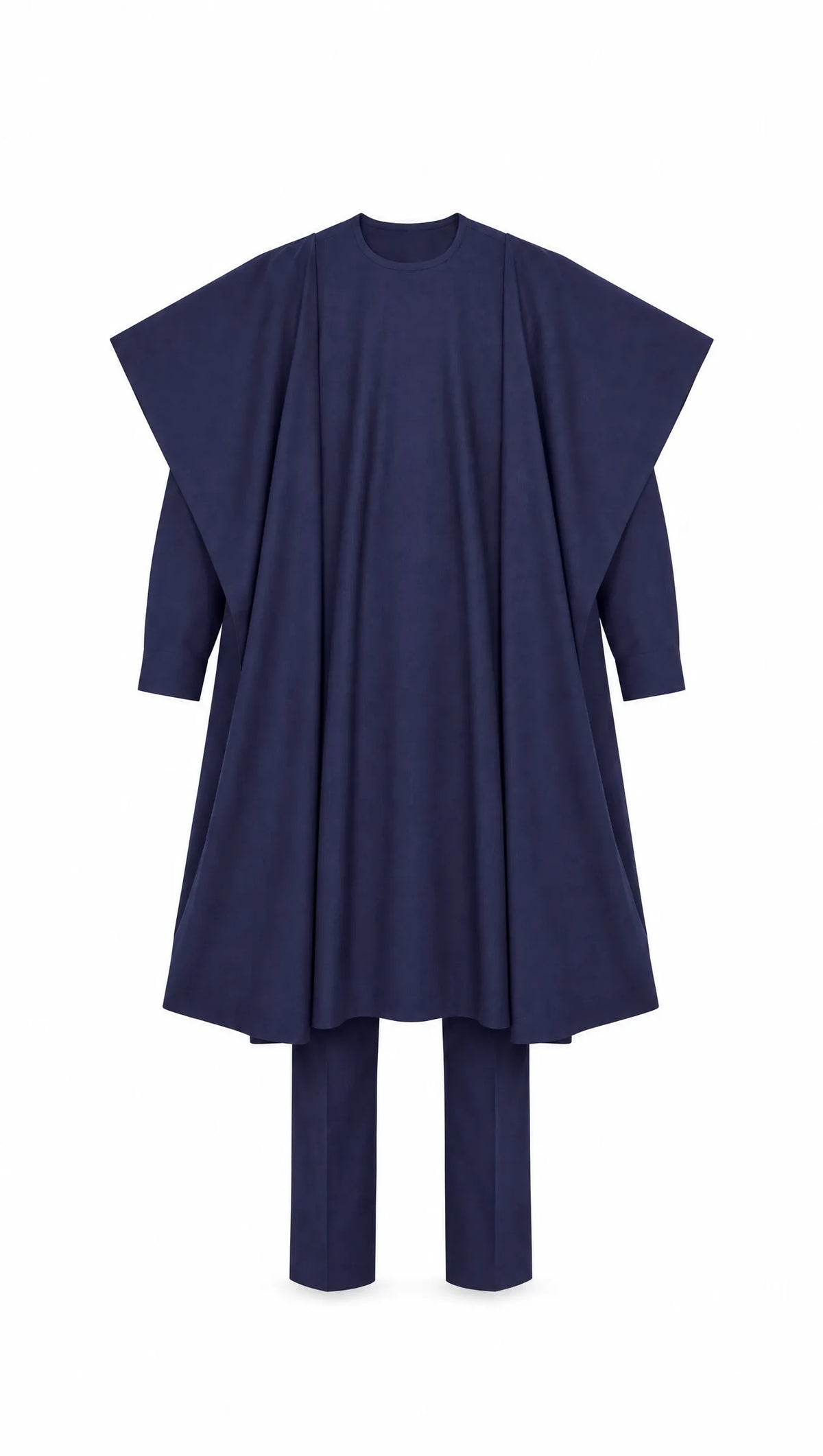 Noir Midnight Agbada — midnight navy men's agbada set, front flat-lay on white