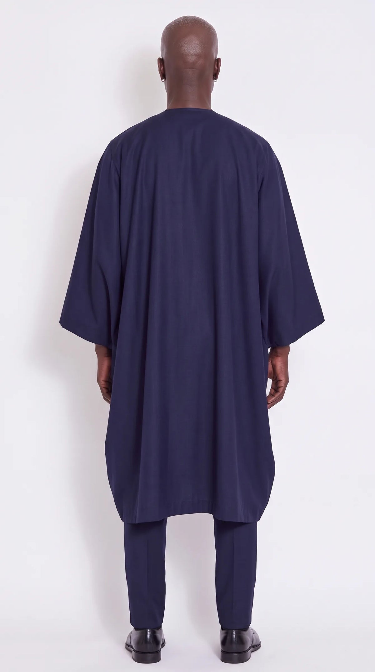 Noir Midnight Agbada — midnight navy men's agbada set, back view