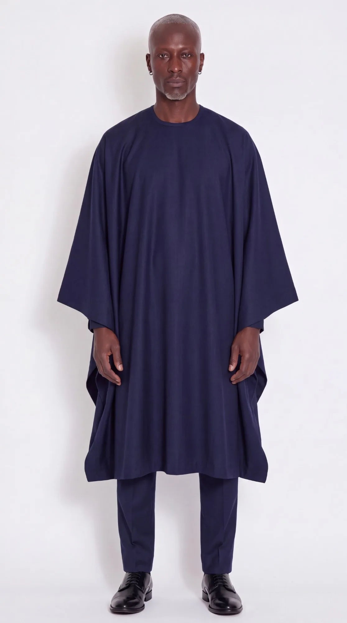 Noir Midnight Agbada — midnight navy men's agbada set, worn on model