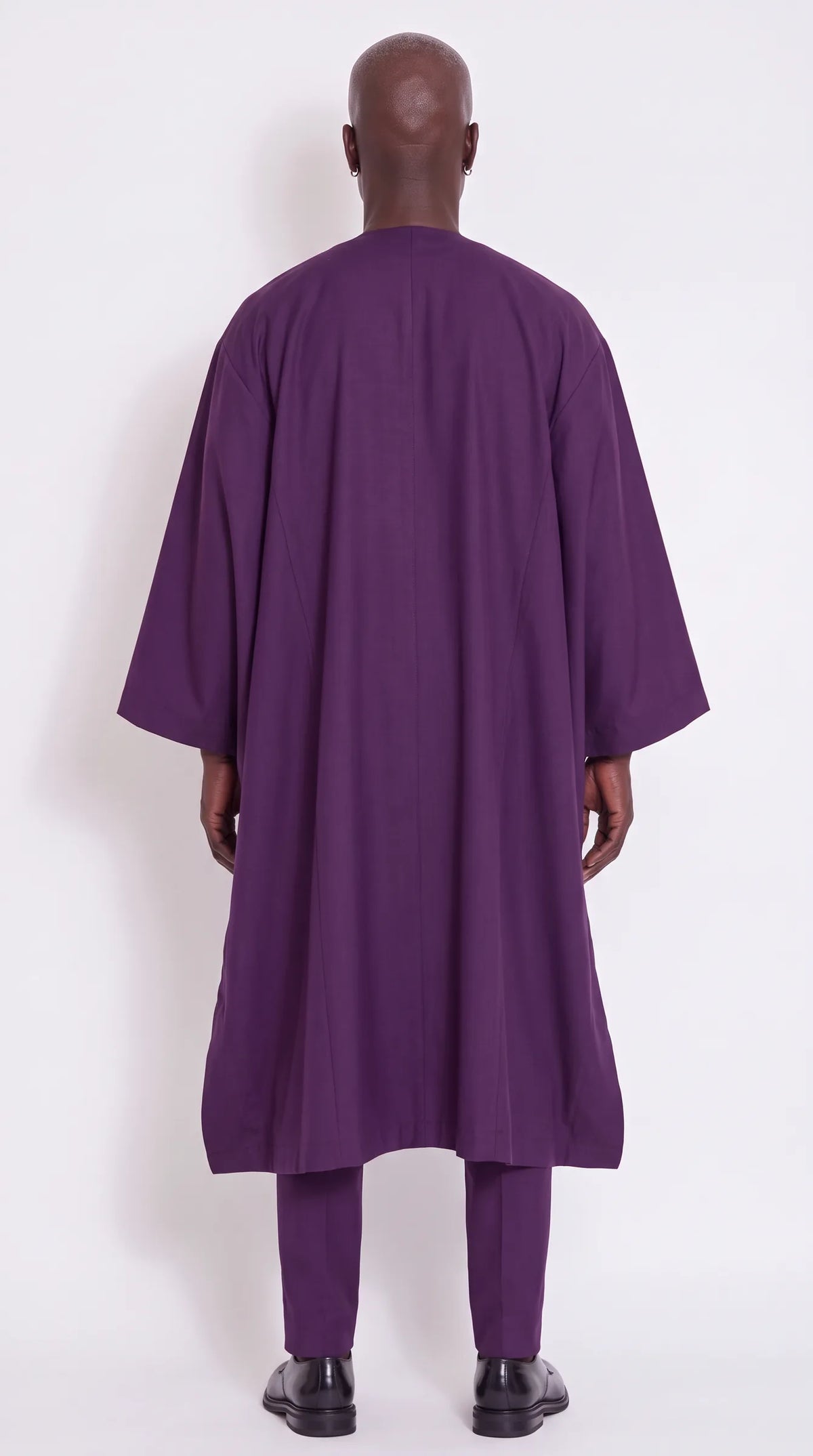 Noir Plum Agbada — plum purple men's agbada set, back view