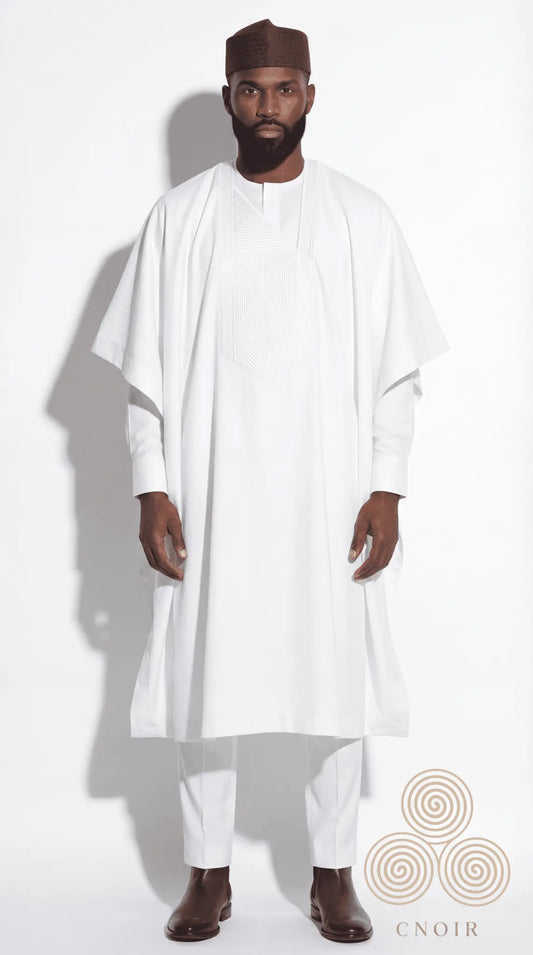 Noir Prestige Agbada (Royal White) - CNOIR