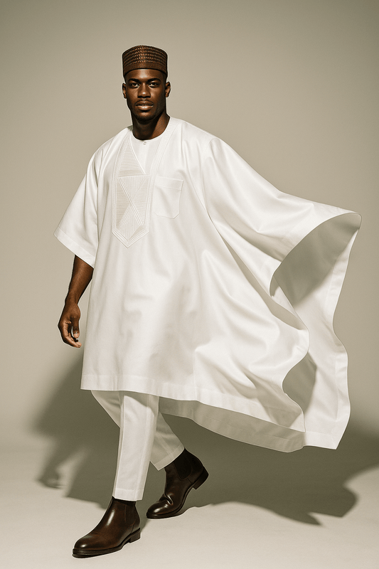 Noir Prestige Agbada (Royal White) - CNOIR