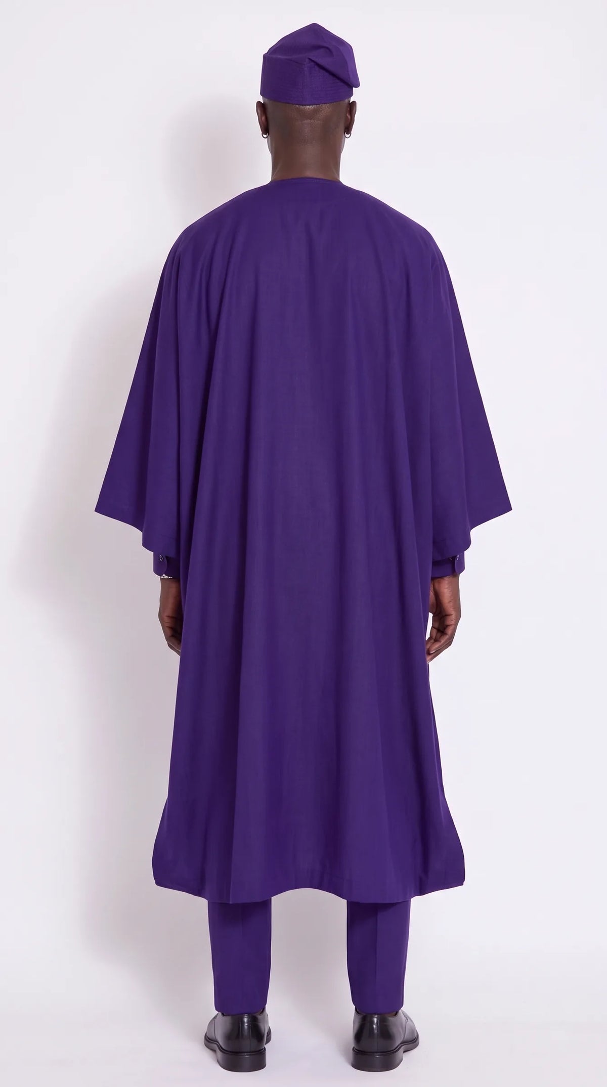 Noir Regalia Agbada — royal purple men's agbada set, back view