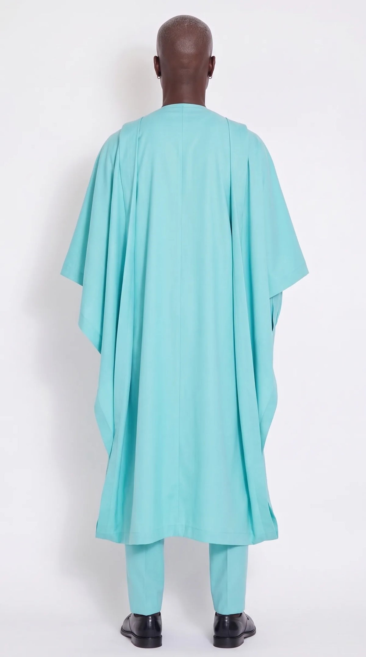 Noir Tide Agbada — aqua men's agbada set, back view