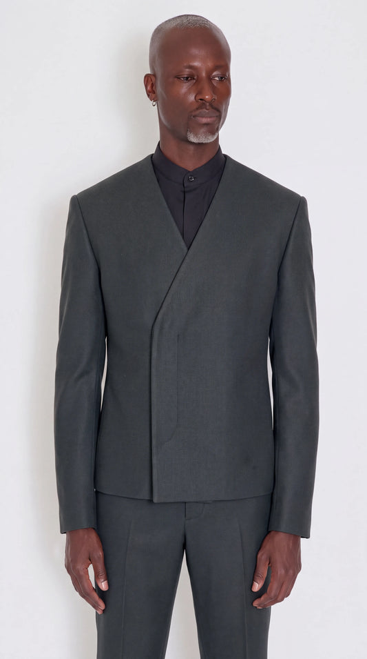 The Noir Obsidian Suit — Black Wrap-Front Suit — view 2