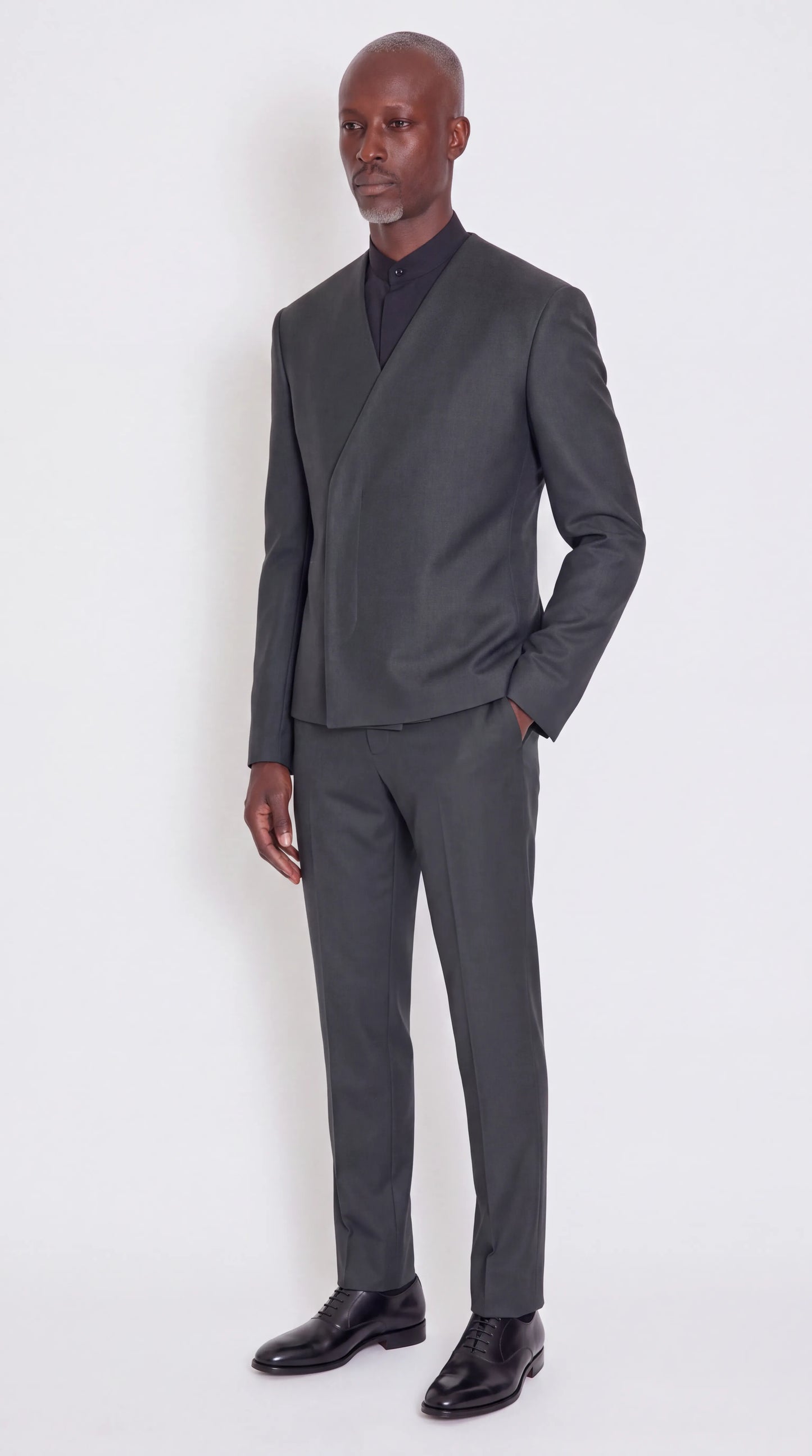 The Noir Obsidian Suit — Black Wrap-Front Suit — view 1