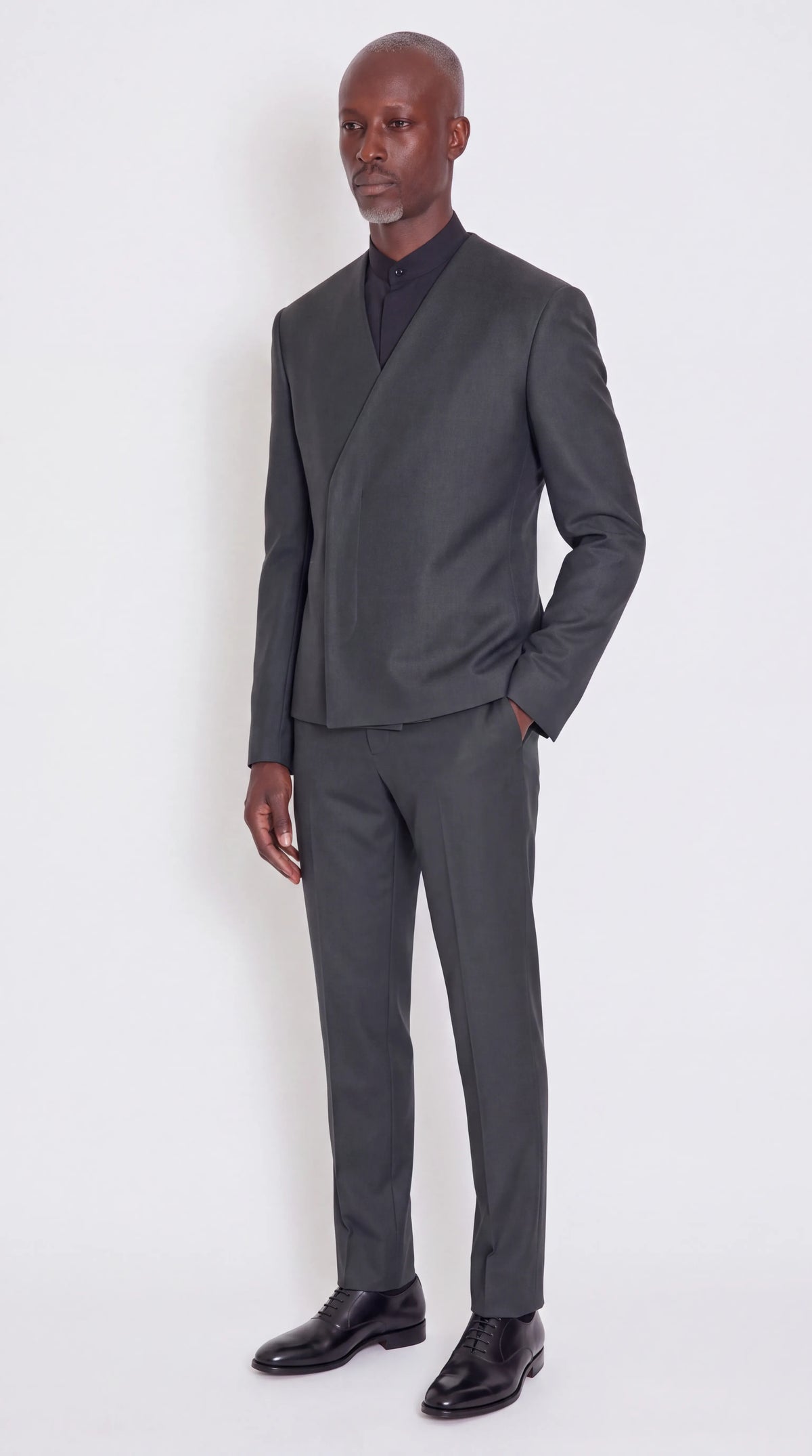 The Noir Obsidian Suit — Black Wrap-Front Suit — view 1