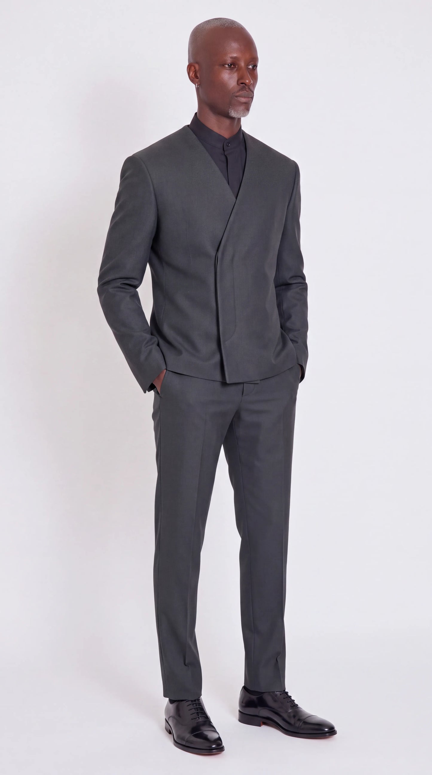 The Noir Obsidian Suit — Black Wrap-Front Suit — view 3