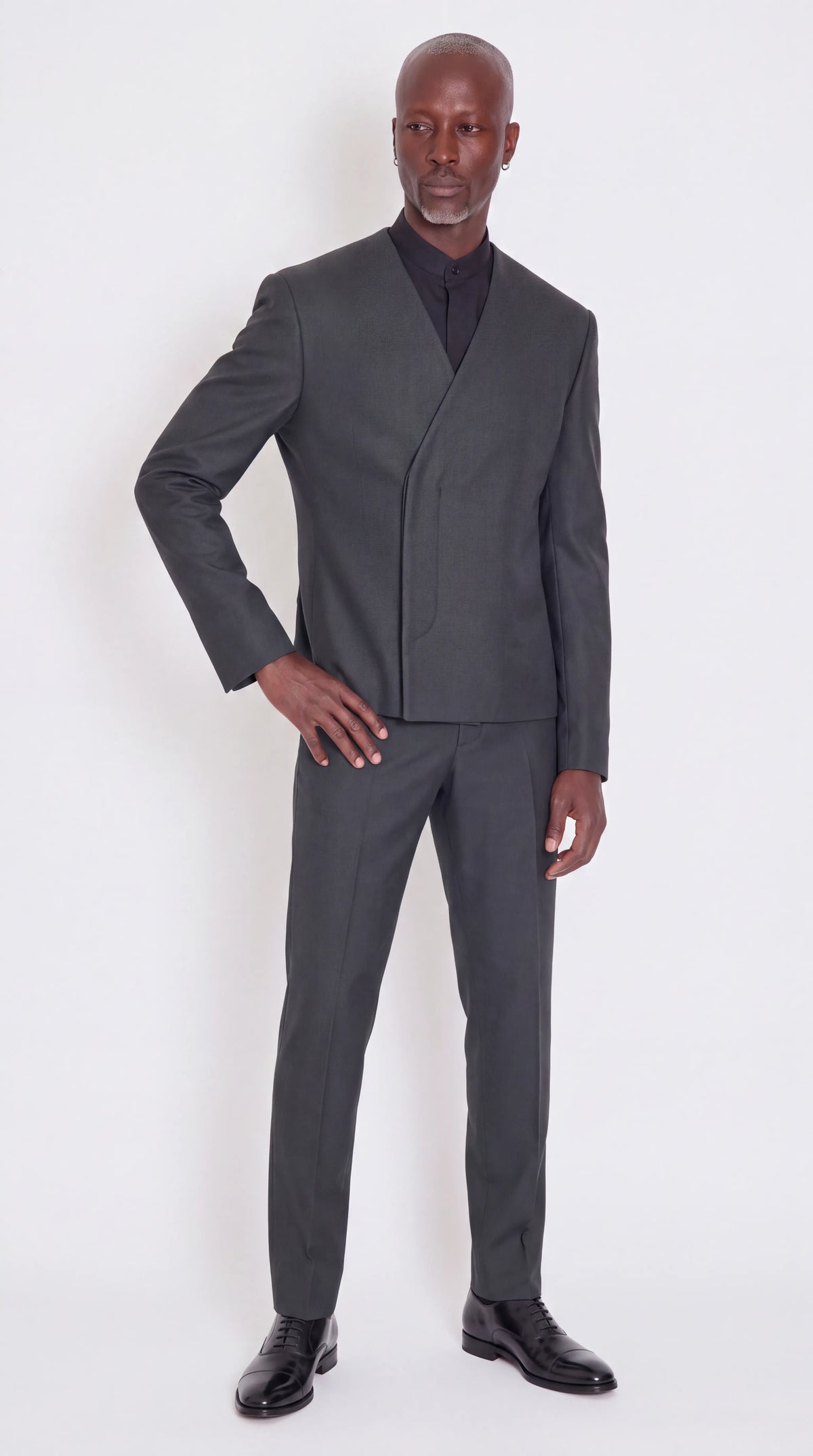 The Noir Obsidian Suit — Black Wrap-Front Suit — view 4