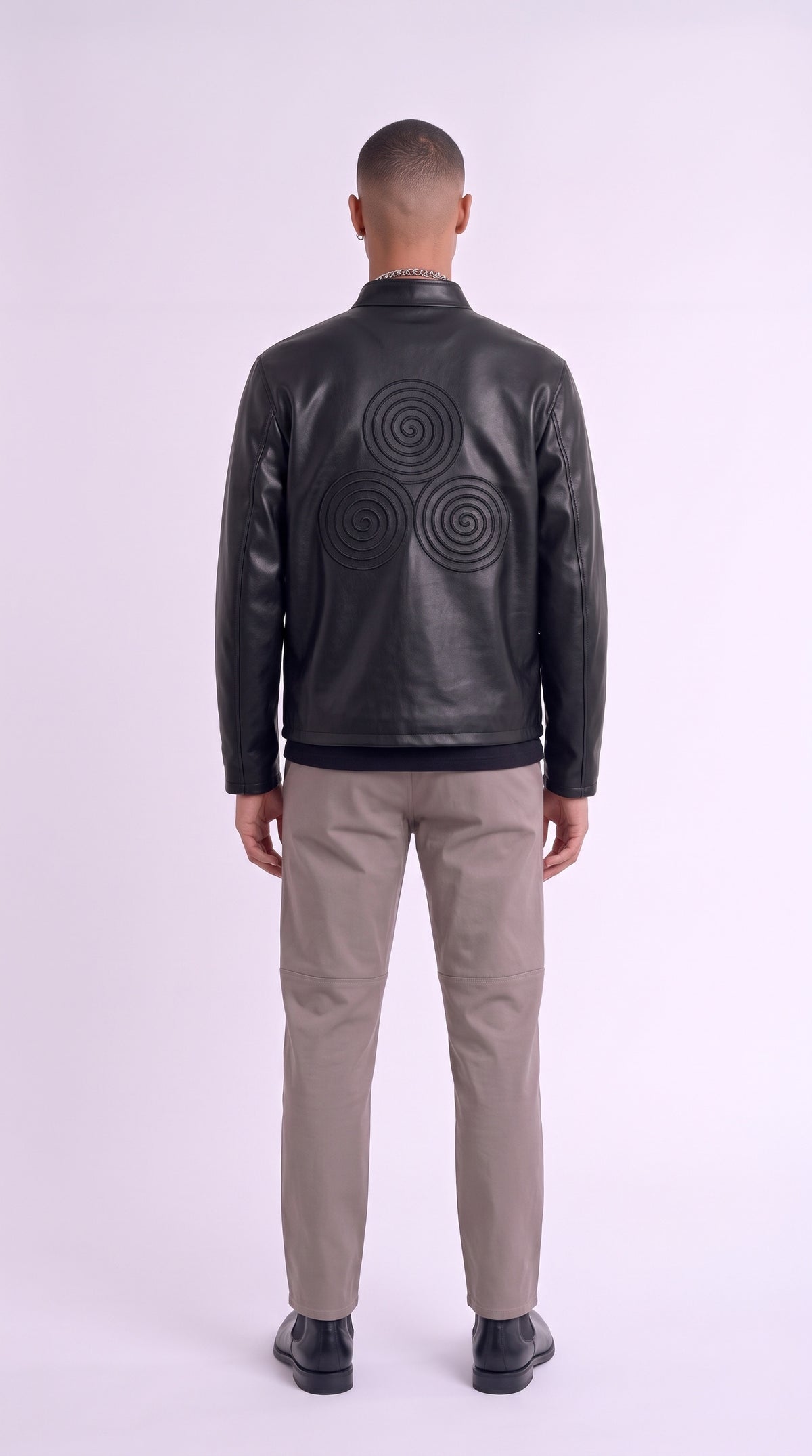 Original CNOIR Statement Jacket in Premium Vegan Leather (Unisex) – back view, Christopher Noir