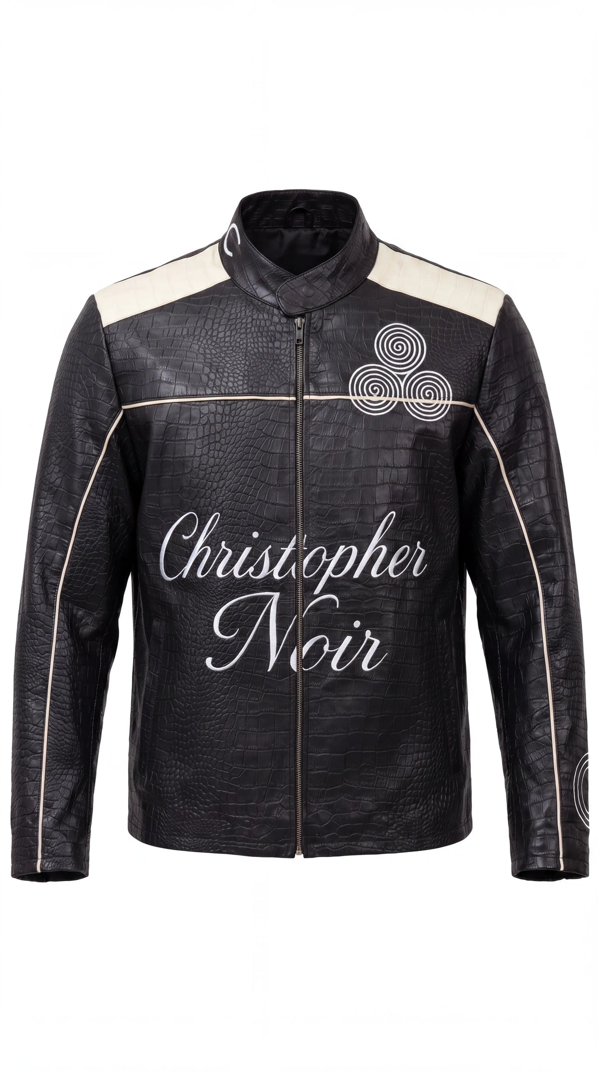 CNOIR Noir-Croc Statement Jacket — Crocodile-Embossed Leather (Unisex)
