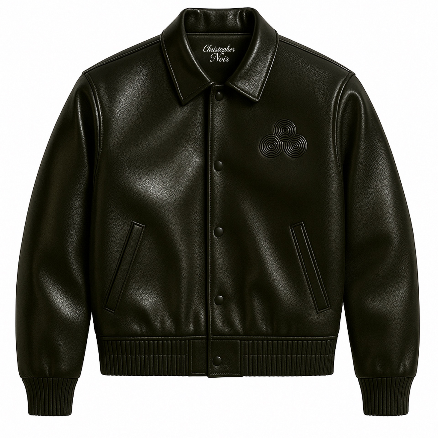 CNOIR Leather Varsity Bomber Jacket (Unisex)