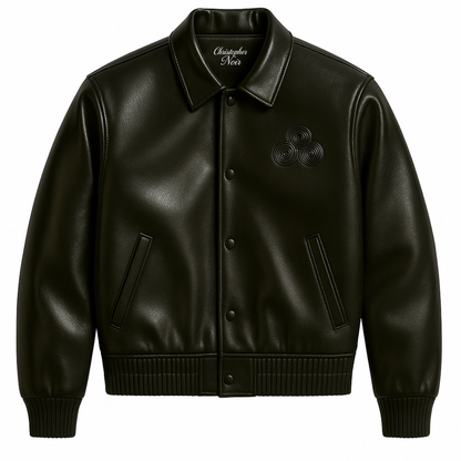 CNOIR Leather Varsity Bomber Jacket (Unisex)