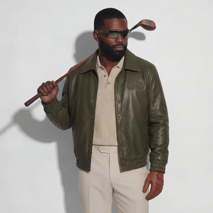 CNOIR Leather Bomber Jacket (Unisex)