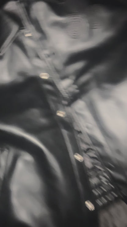 CNOIR Leather Varsity Bomber Jacket (Unisex)