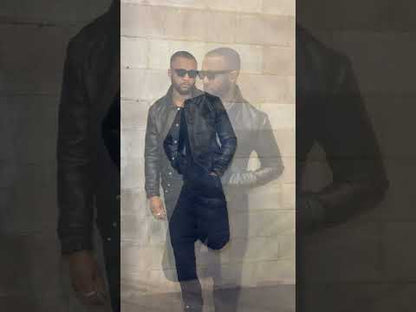 CNOIR Leather Varsity Bomber Jacket (Unisex)