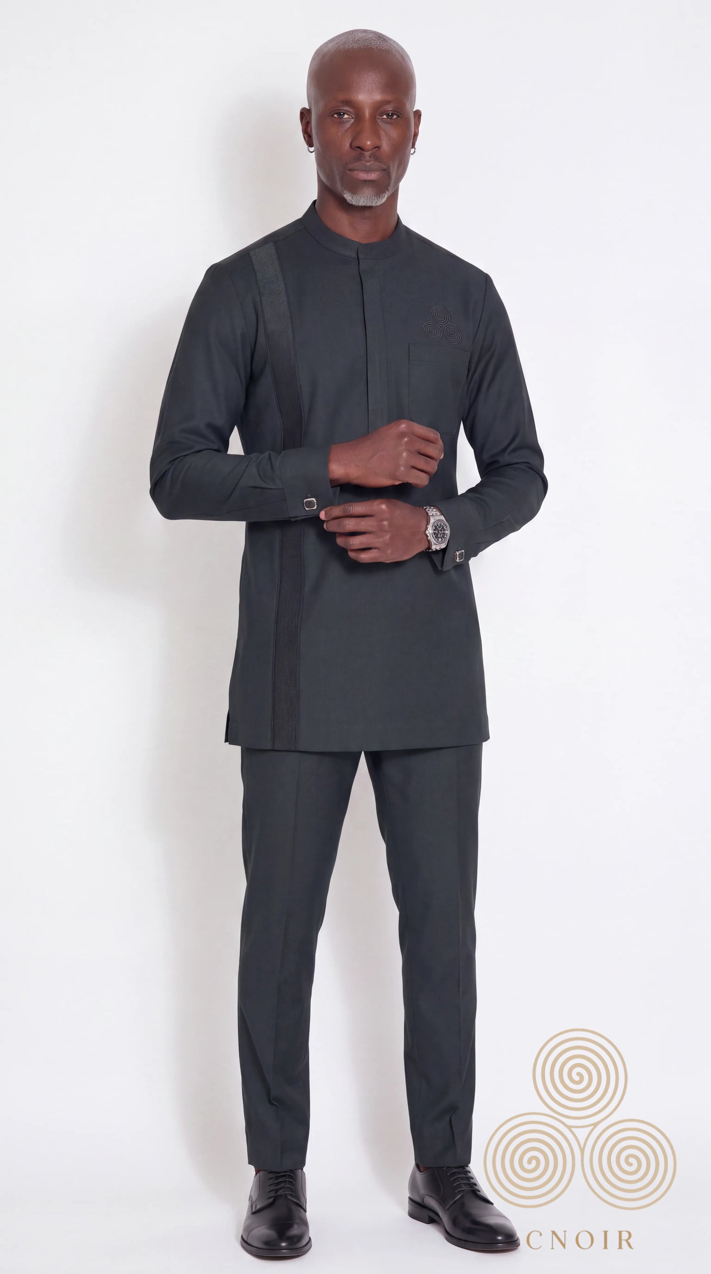 Charcoal Tonal-Panel Signature Kaftan