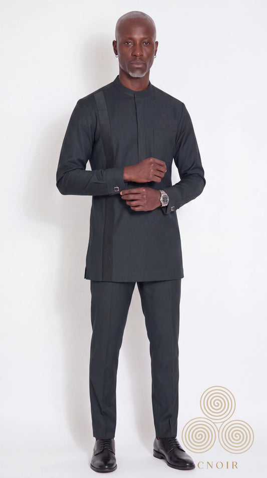 Charcoal Tonal-Panel Signature Kaftan
